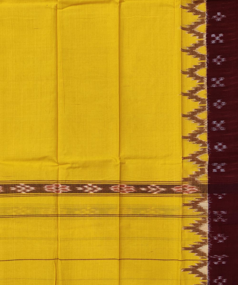 Amber yellow maroon handwoven sambalpuri cotton towel gamcha