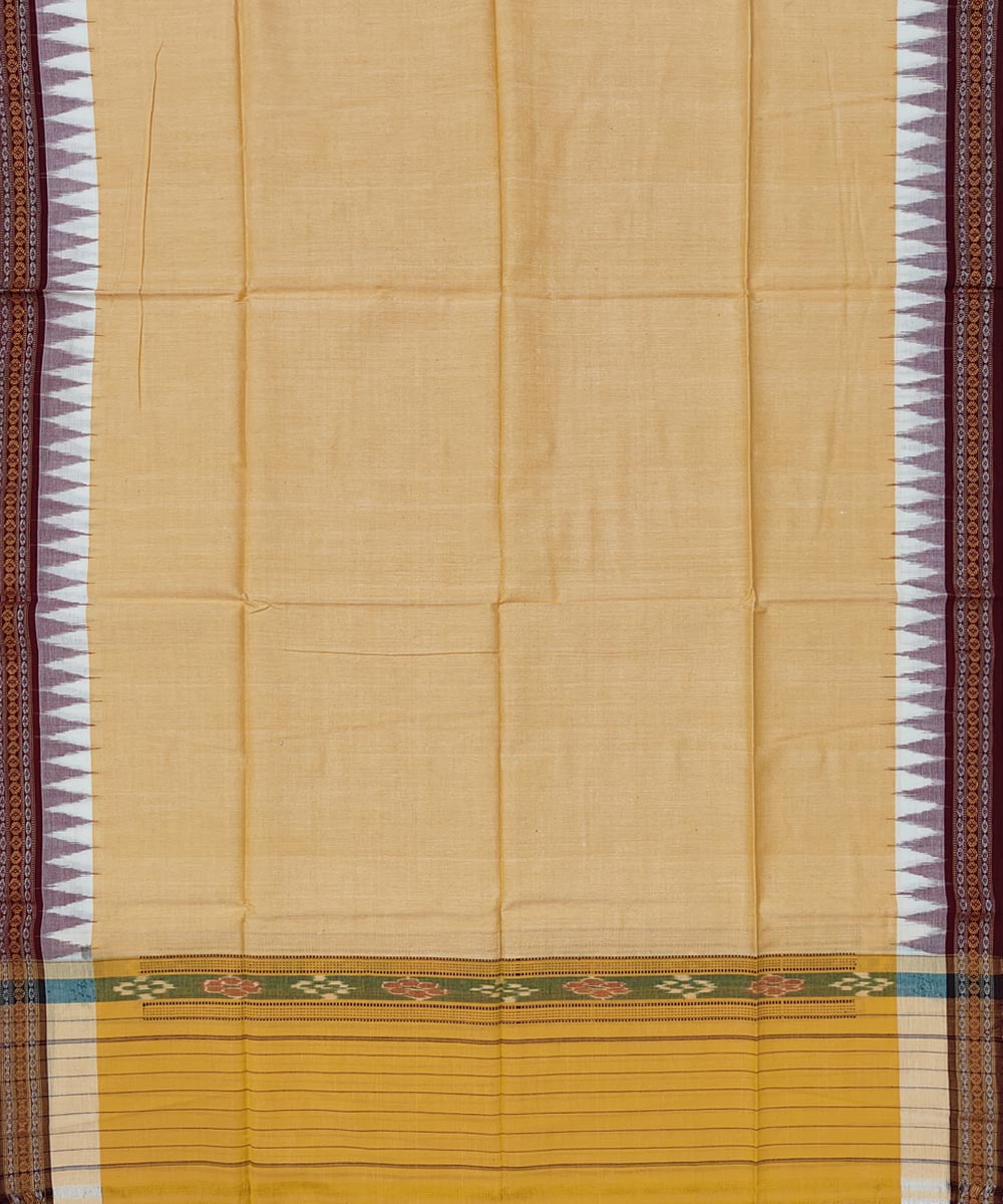 Yellow maroon cotton handwoven sambalpuri towel gamcha