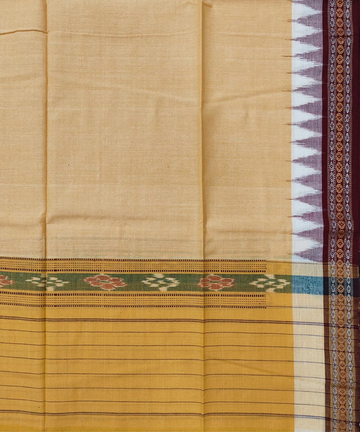 Yellow maroon cotton handwoven sambalpuri towel gamcha