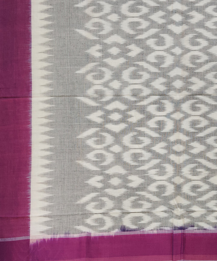 Offwhite maroon pochampally ikat cotton handloom duppatta