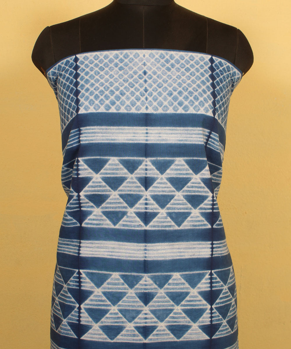 3m teal blue handwoven cotton shibori kurta material