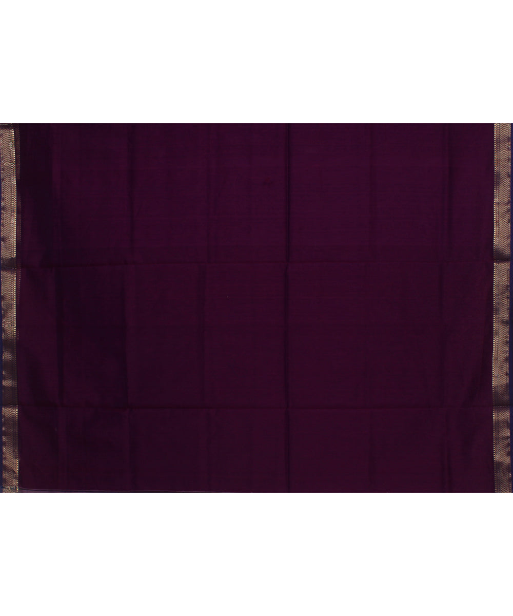 Violet navy blue maheshwari handloom cotton silk saree