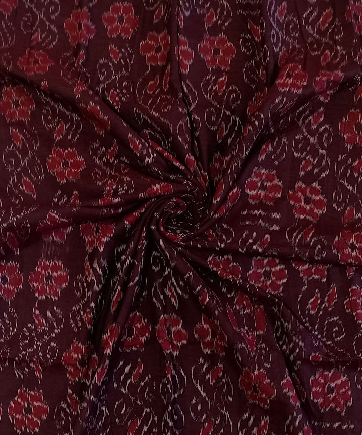 Dark maroon handloom nuapatna cotton fabric