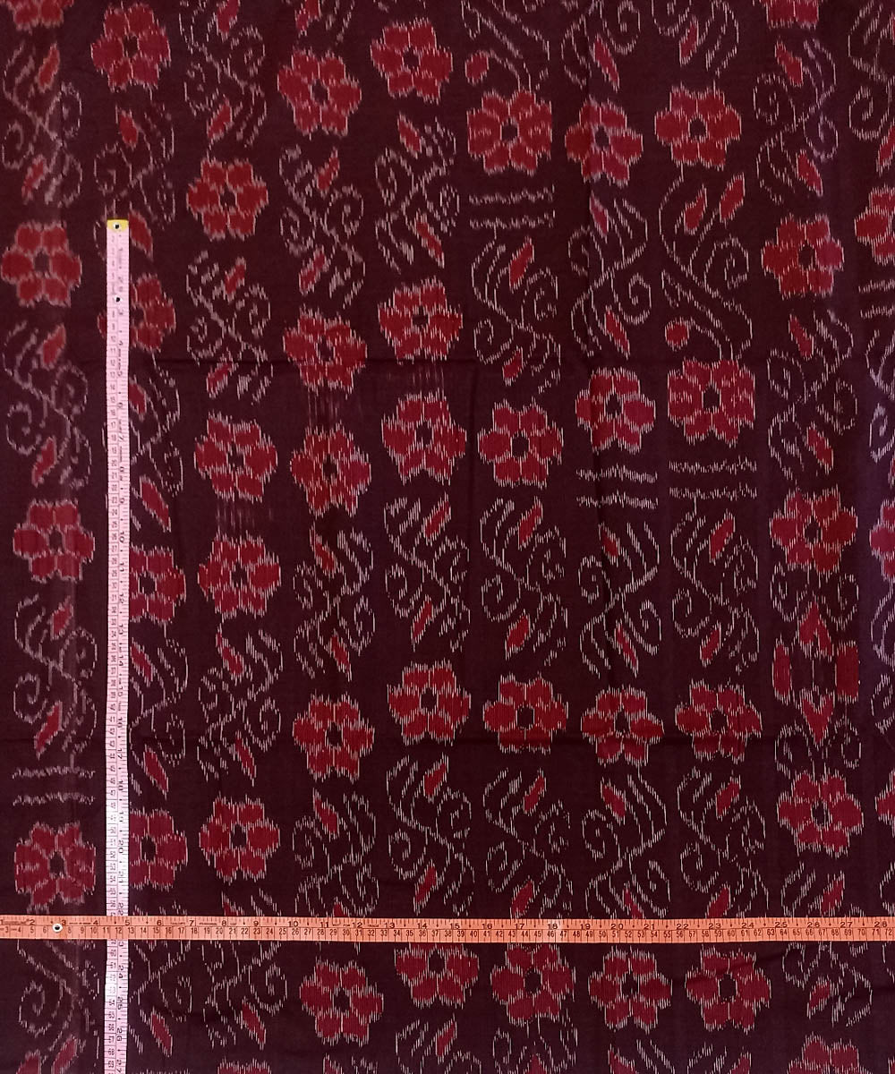 Dark maroon handloom nuapatna cotton fabric