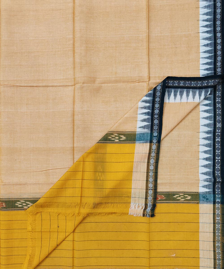 Flax yellow deep green handwoven cotton sambalpuri towel gamcha