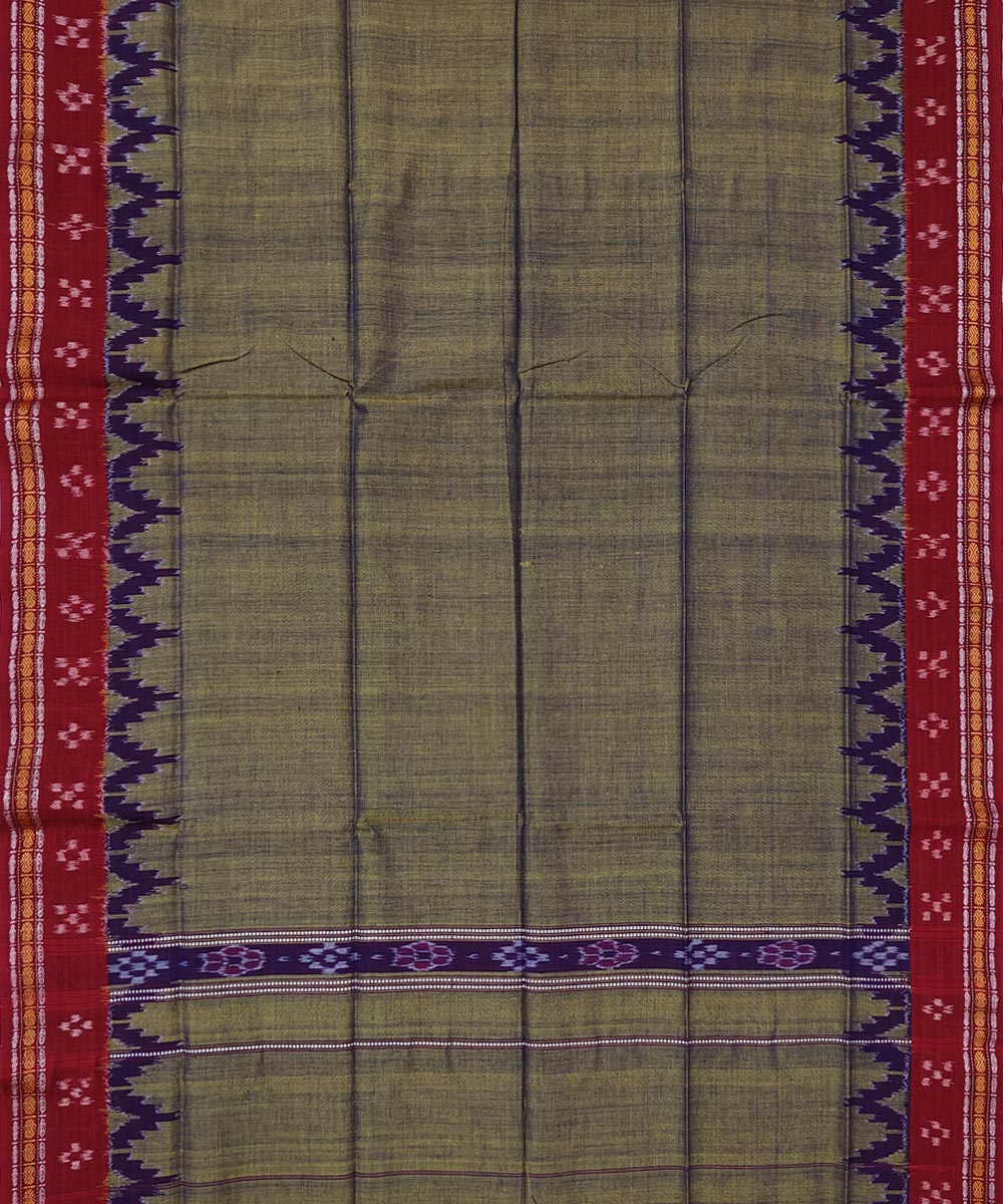 Olive green maroon handwoven cotton sambalpuri towel gamcha