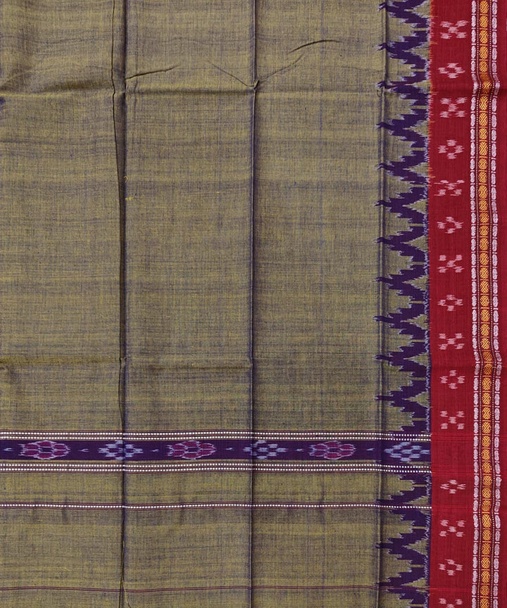 Olive green maroon handwoven cotton sambalpuri towel gamcha