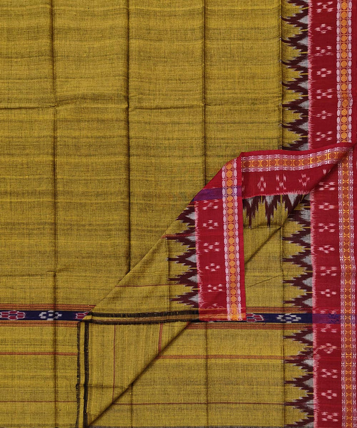 Golden brown handwoven cotton sambalpuri towel gamcha