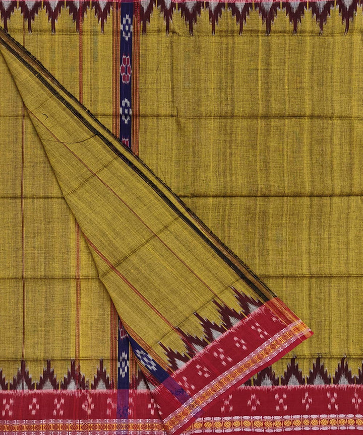 Golden brown handwoven cotton sambalpuri towel gamcha