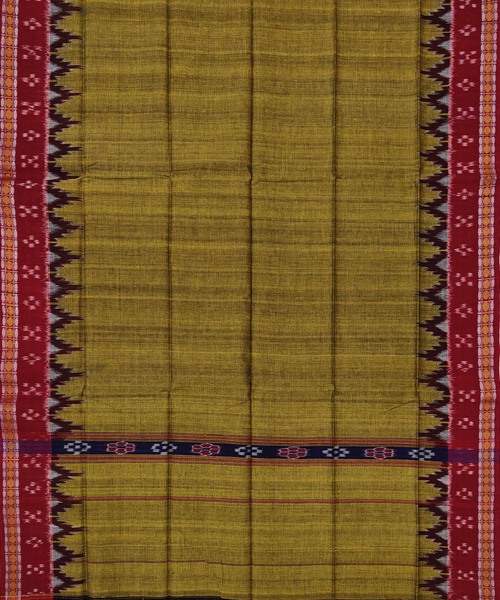 Golden brown handwoven cotton sambalpuri towel gamcha