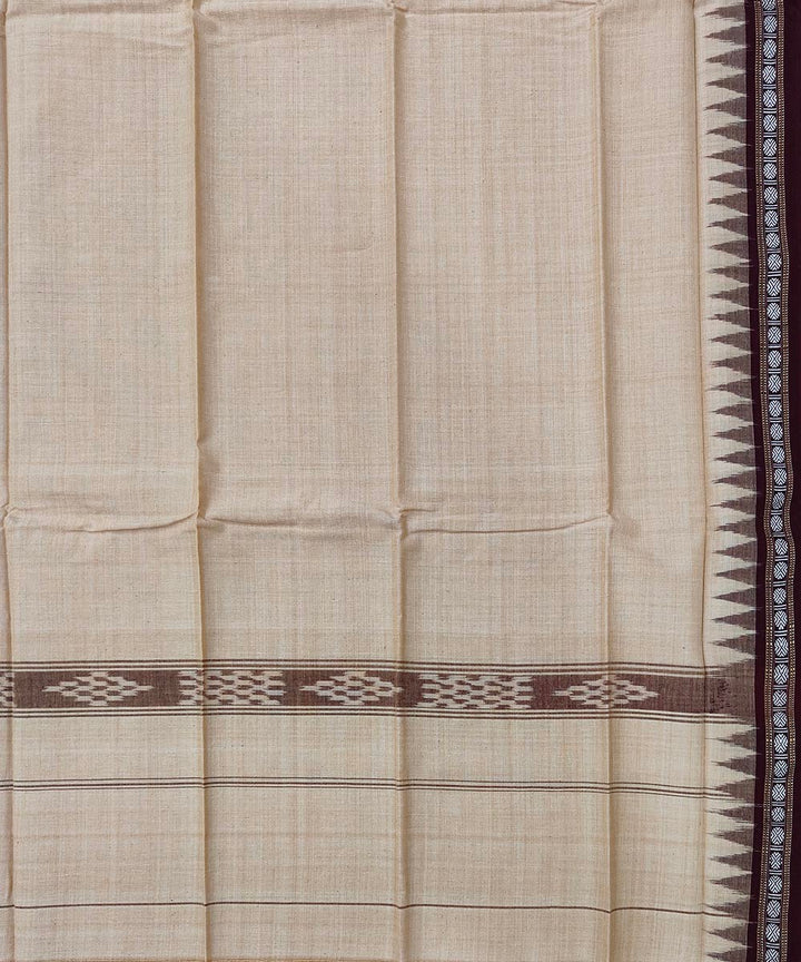 Beige handwoven cotton sambalpuri towel gamcha