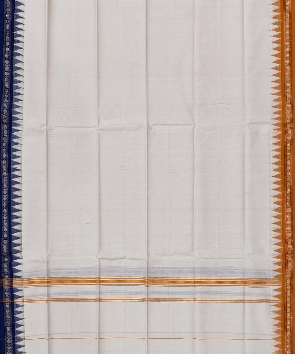 Offwhite mustard handwoven cotton sambalpuri towel gamcha