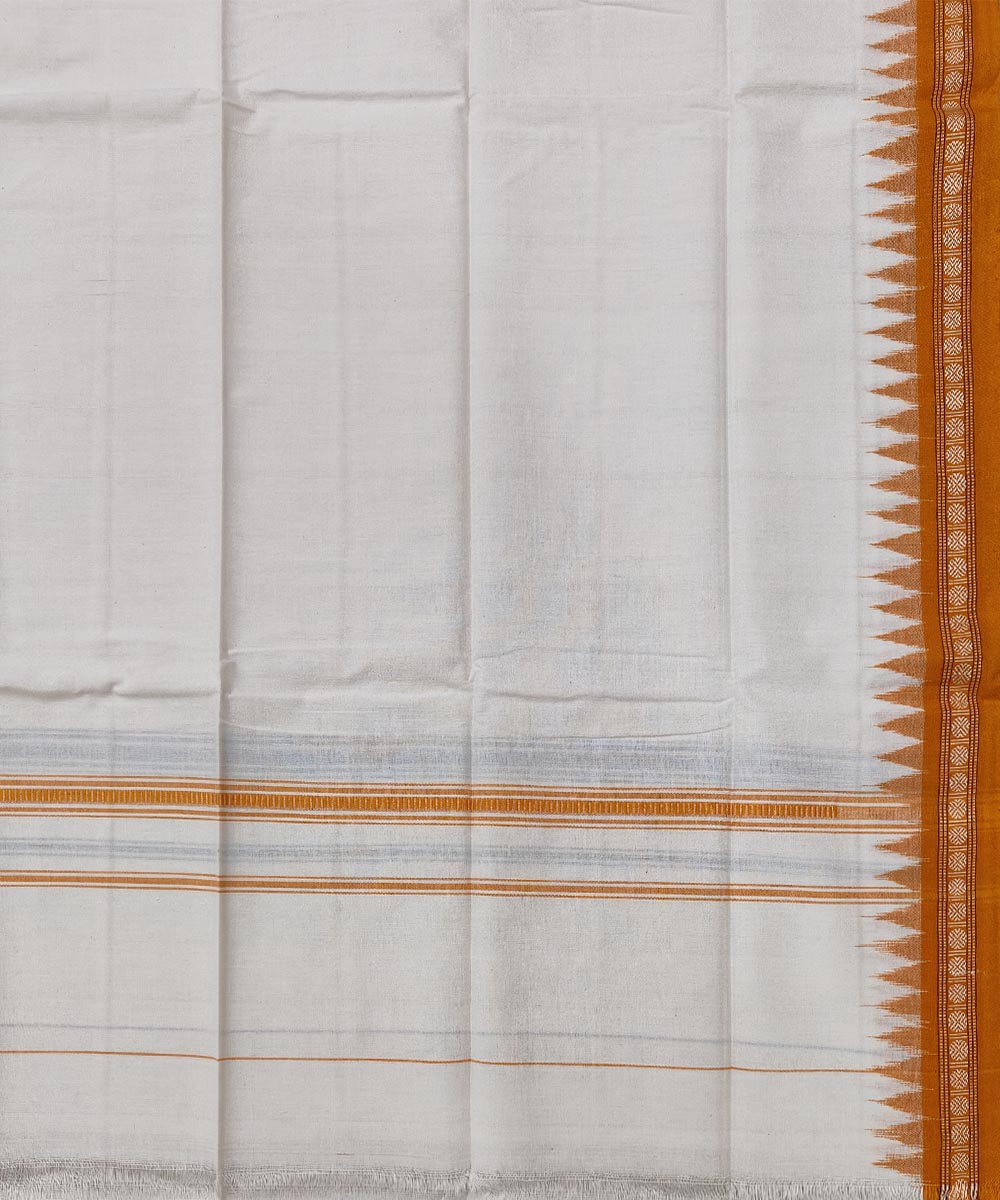 Offwhite mustard handwoven cotton sambalpuri towel gamcha