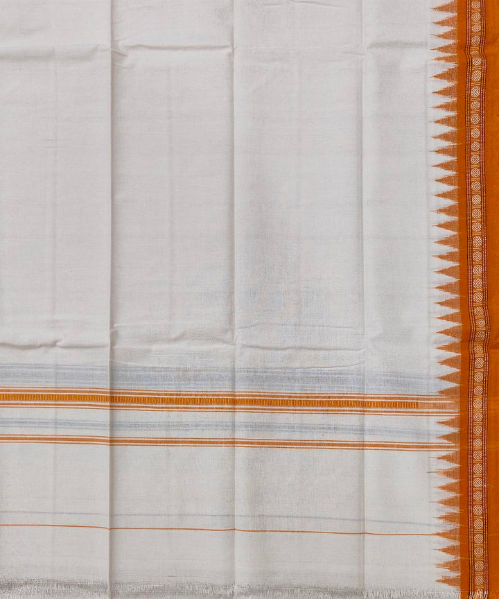 Offwhite mustard handwoven cotton sambalpuri towel gamcha