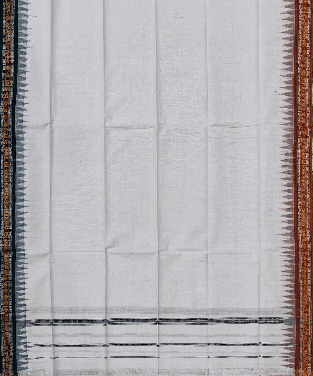 Offwhite maroon handwoven cotton sambalpuri towel gamcha