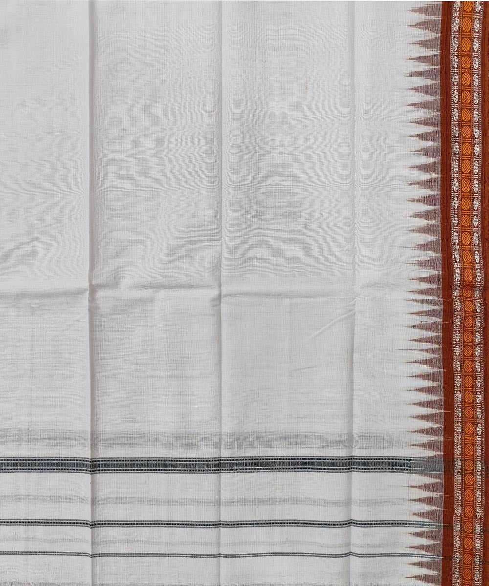 Offwhite maroon handwoven cotton sambalpuri towel gamcha