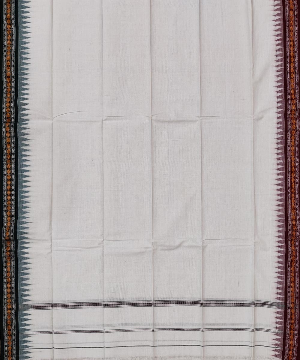 Offwhite maroon cotton handwoven sambalpuri towel gamcha