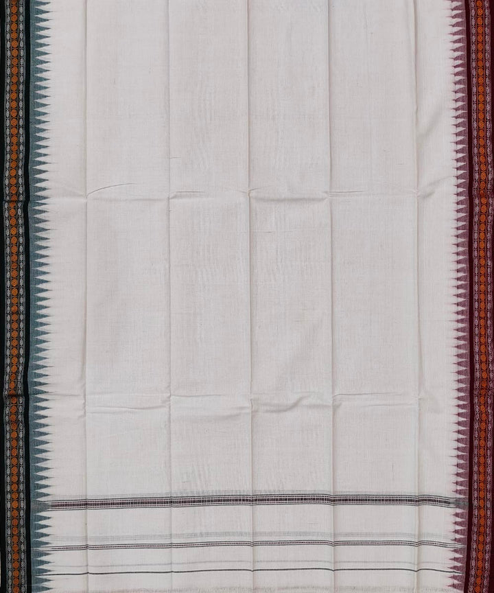 Offwhite maroon cotton handwoven sambalpuri towel gamcha