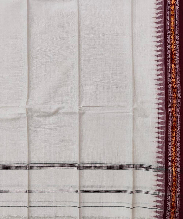 Offwhite maroon cotton handwoven sambalpuri towel gamcha