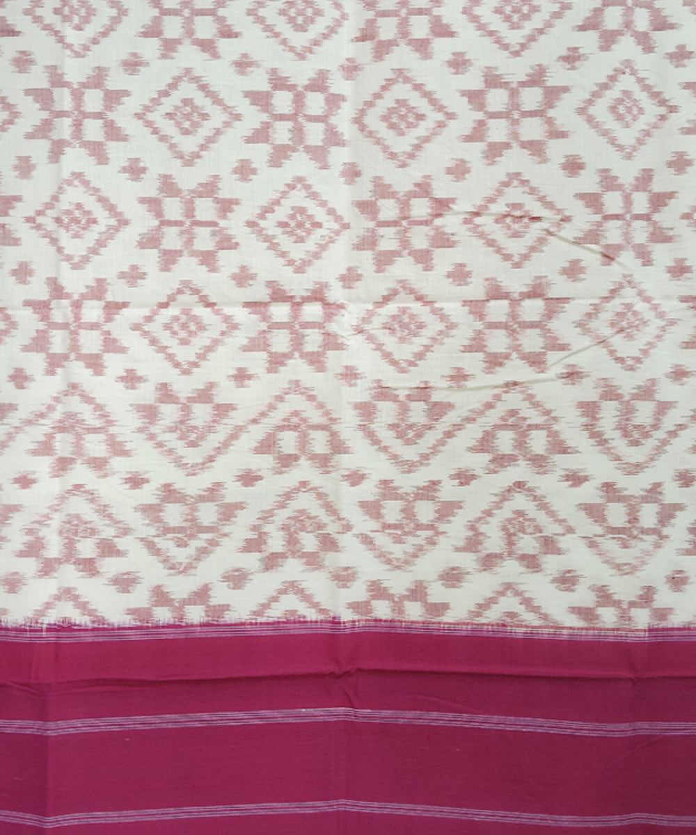 Offwhite maroon handloom pochampally ikat cotton duppatta