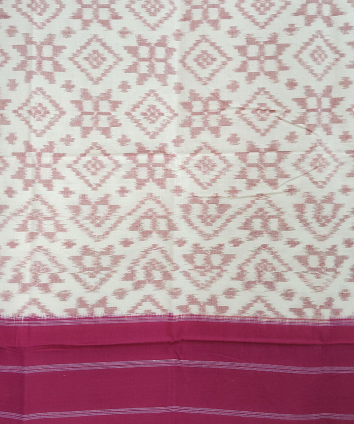 Offwhite maroon handloom pochampally ikat cotton duppatta