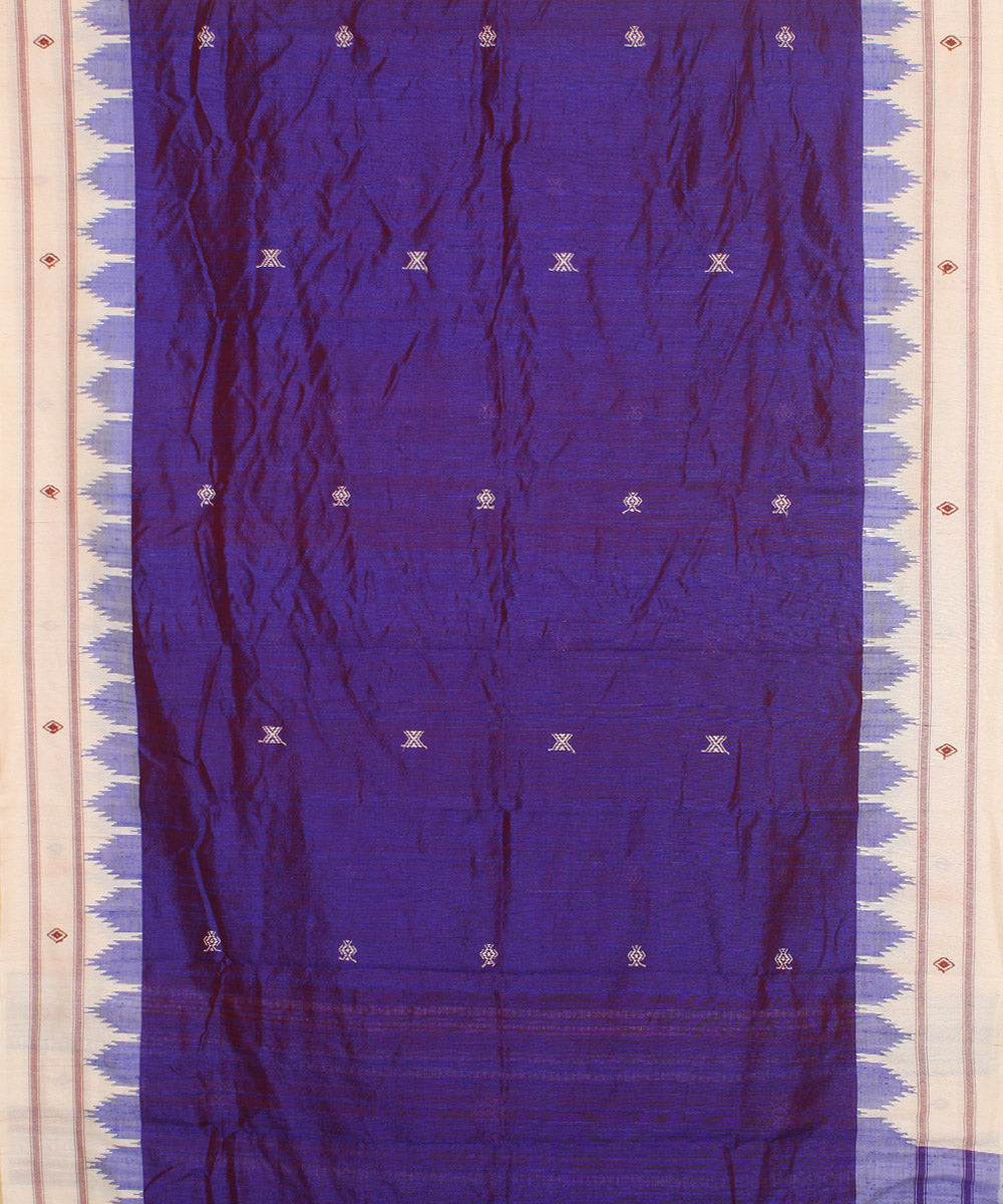 Navy blue offwhite handwoven kotpad tussar silk saree