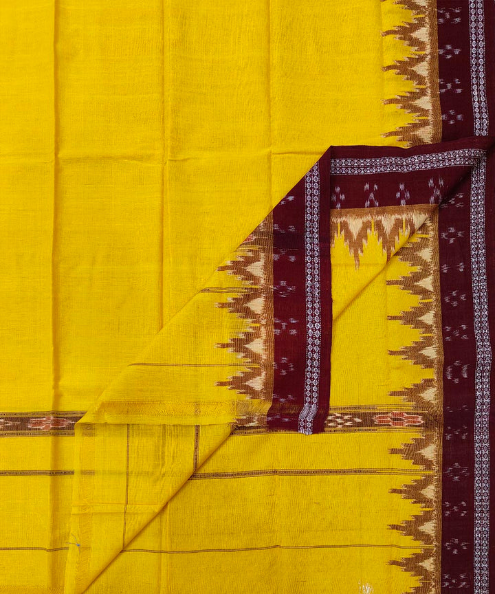 Amber yellow maroon cotton handwoven sambalpuri towel gamcha