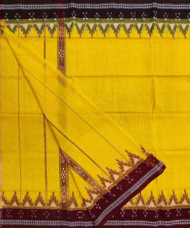 Amber yellow maroon cotton handwoven sambalpuri towel gamcha