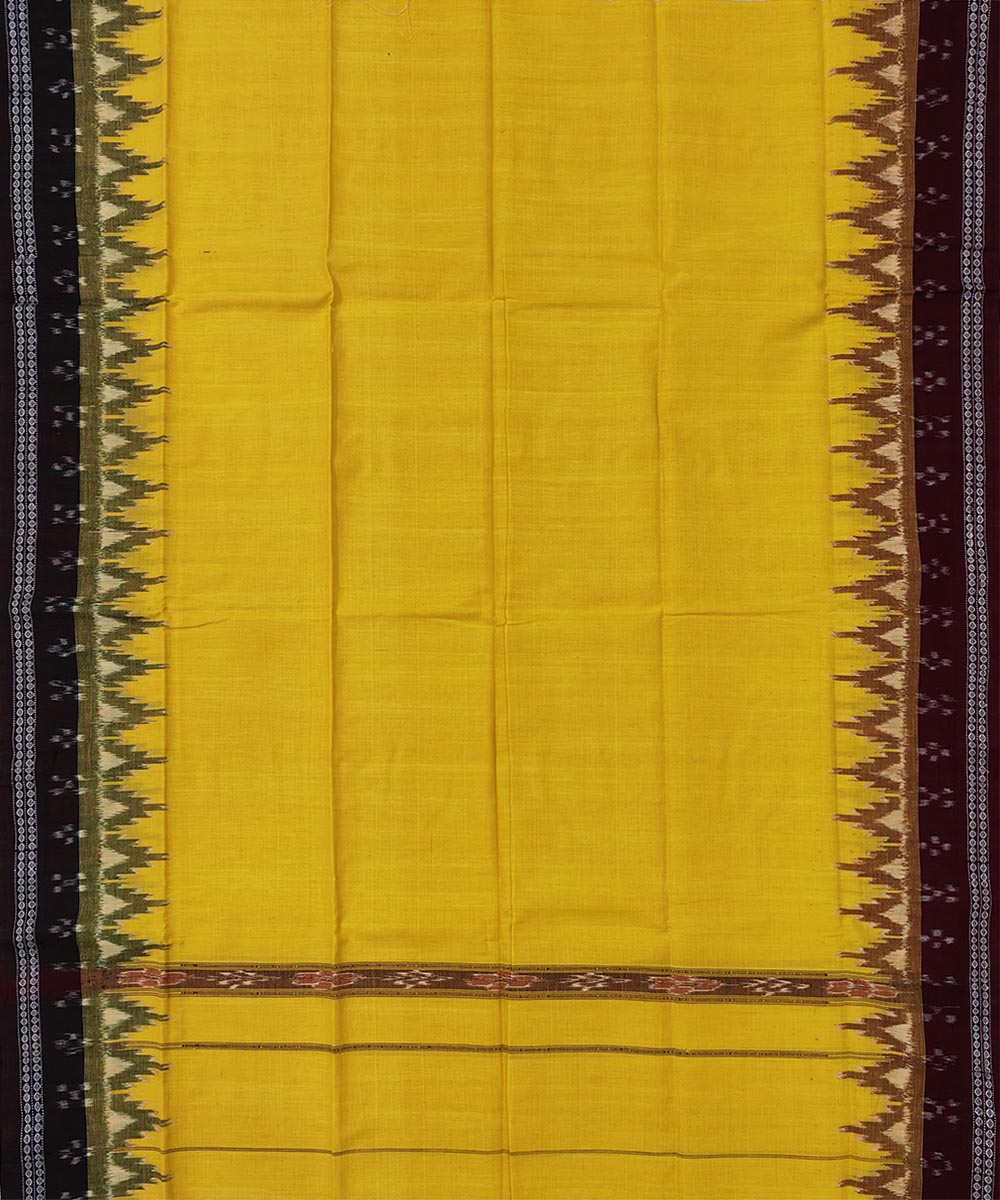 Amber yellow maroon cotton handwoven sambalpuri towel gamcha