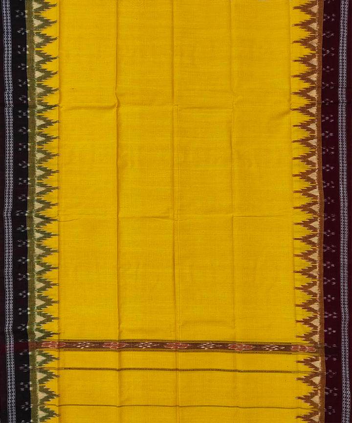 Amber yellow maroon cotton handwoven sambalpuri towel gamcha