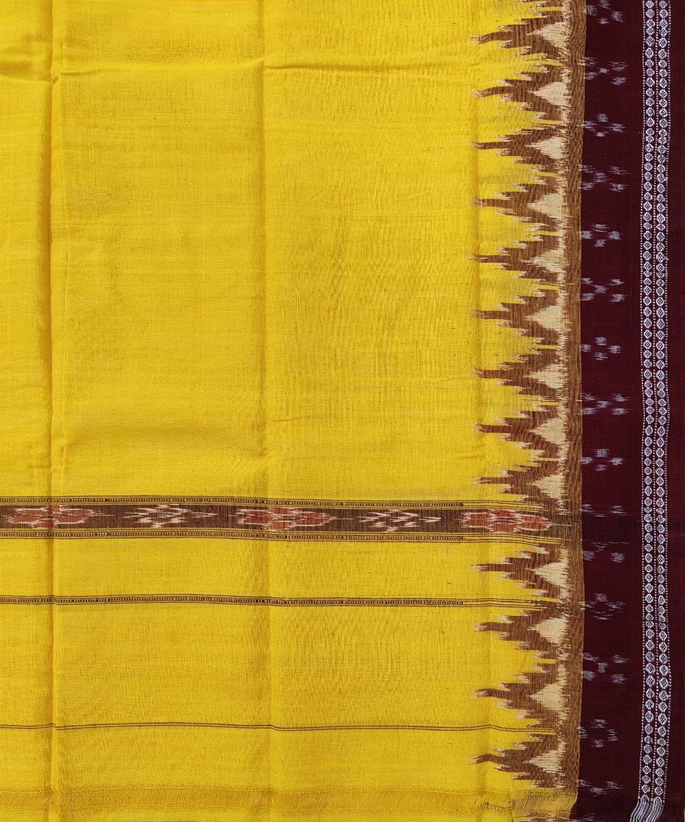 Amber yellow maroon cotton handwoven sambalpuri towel gamcha