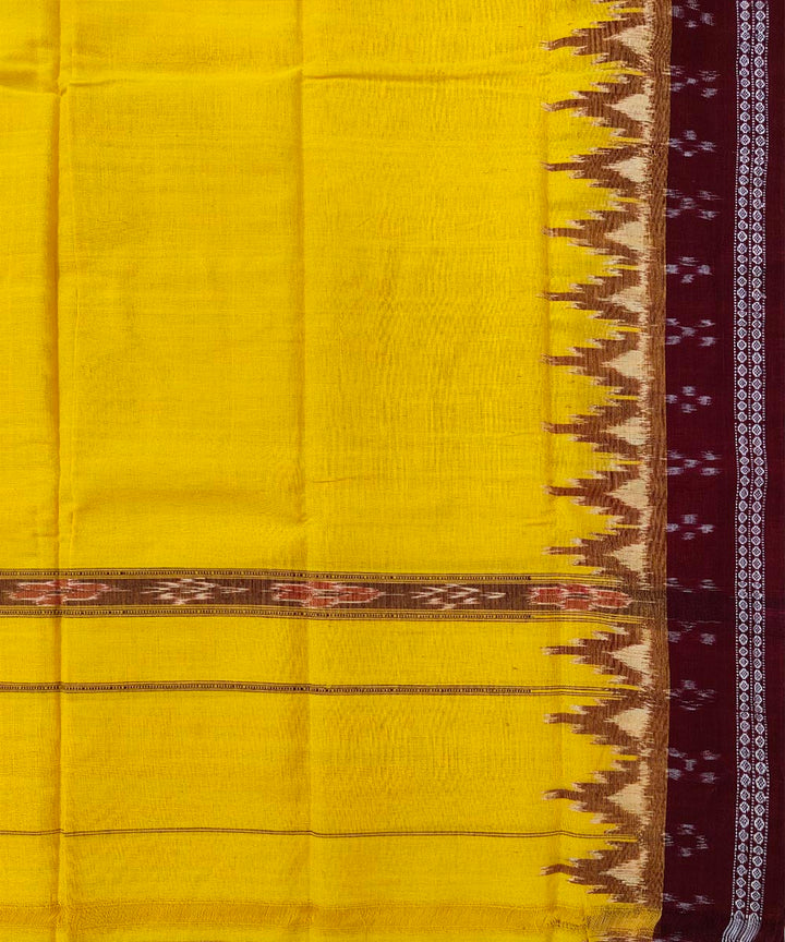 Amber yellow maroon cotton handwoven sambalpuri towel gamcha