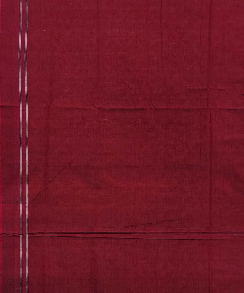 Beige maroon cotton handwoven sambalpuri saree