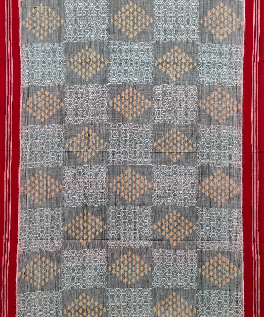 Light green multicolour cotton handwoven sambalpuri saree