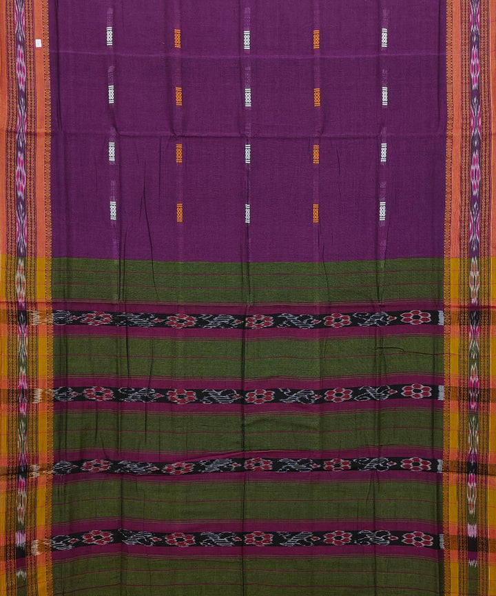 Purple green cotton handwoven nuapatna saree