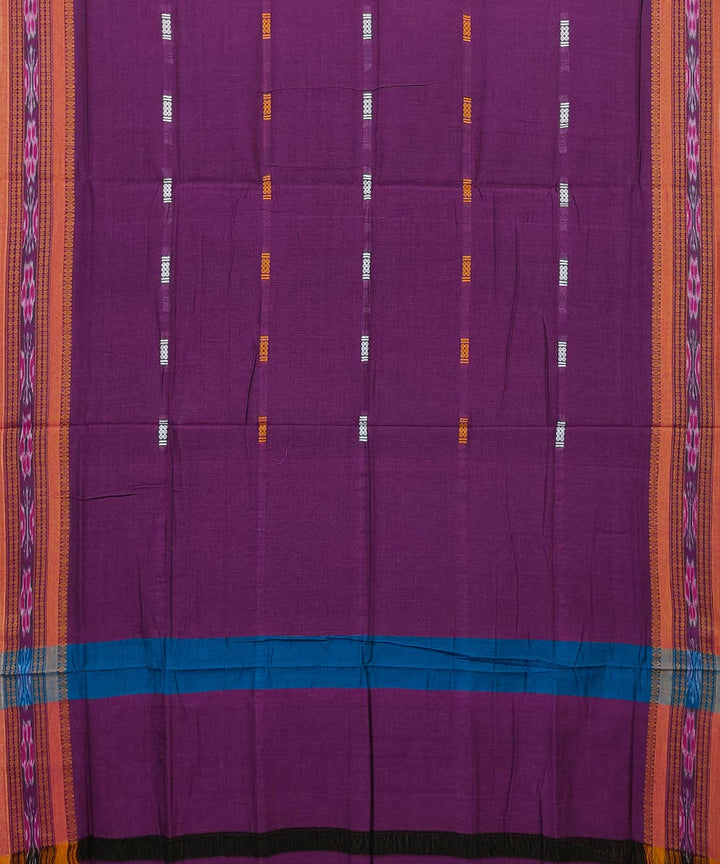 Purple green cotton handwoven nuapatna saree