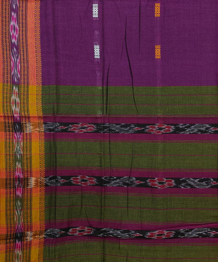 Purple green cotton handwoven nuapatna saree