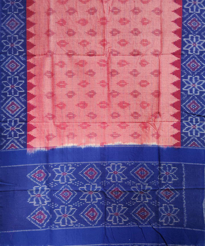 Orange navy blue handloom pochampally ikat cotton duppatta