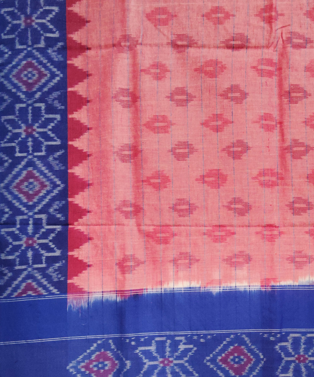 Orange navy blue handloom pochampally ikat cotton duppatta