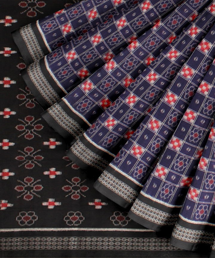 Navy blue black cotton handloom sambalpuri saree