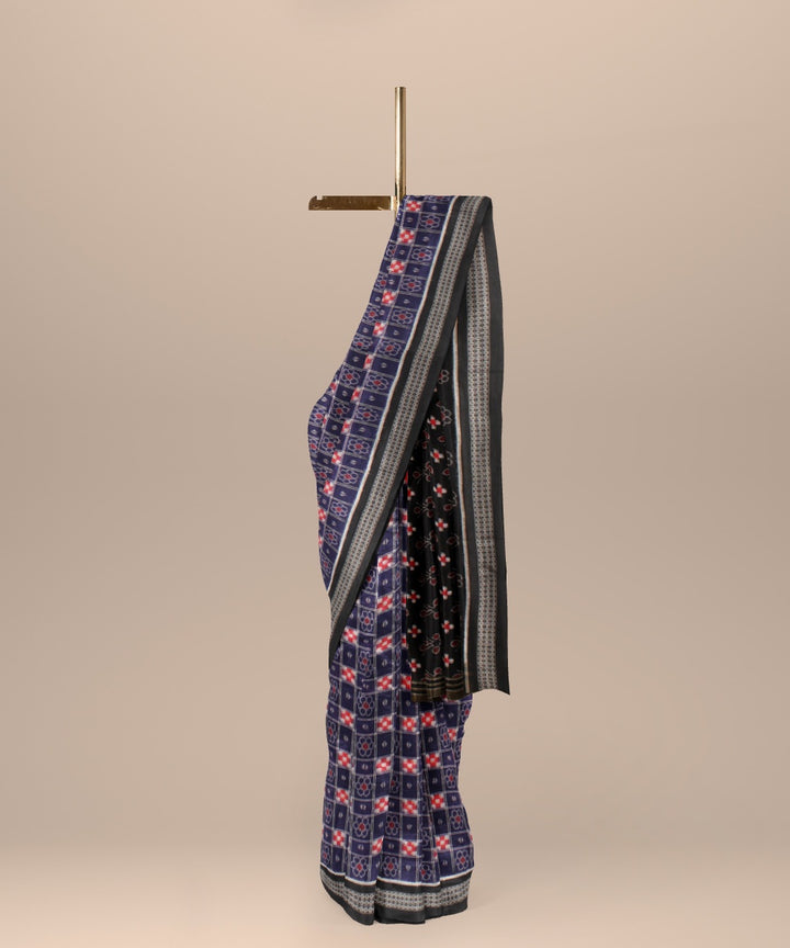 Navy blue black cotton handloom sambalpuri saree