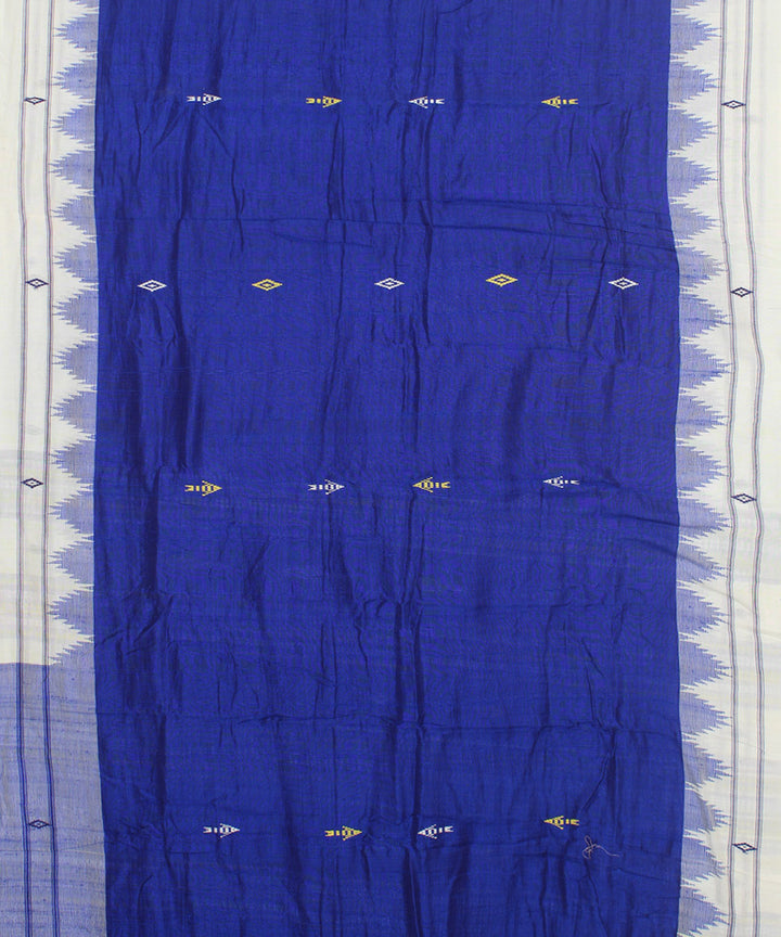 Navy blue offwhite tussar silk handwoven kotpad saree