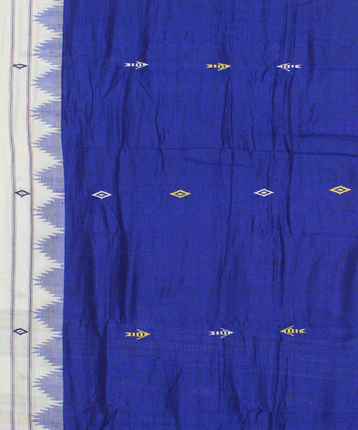 Navy blue offwhite tussar silk handwoven kotpad saree