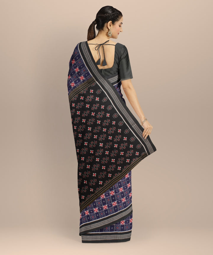 Navy blue black cotton handloom sambalpuri saree