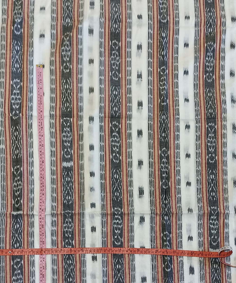 White grey hand woven nuapatna cotton fabric