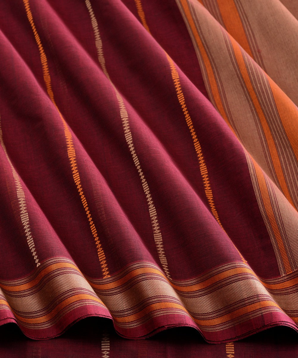 Maroon cotton handloom kanchi saree