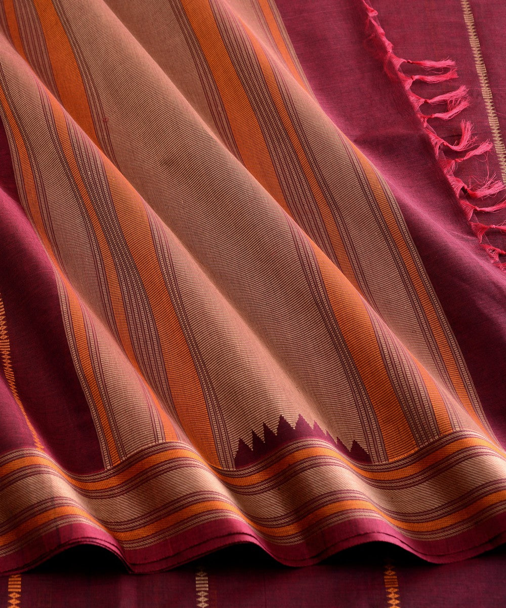 Maroon cotton handloom kanchi saree