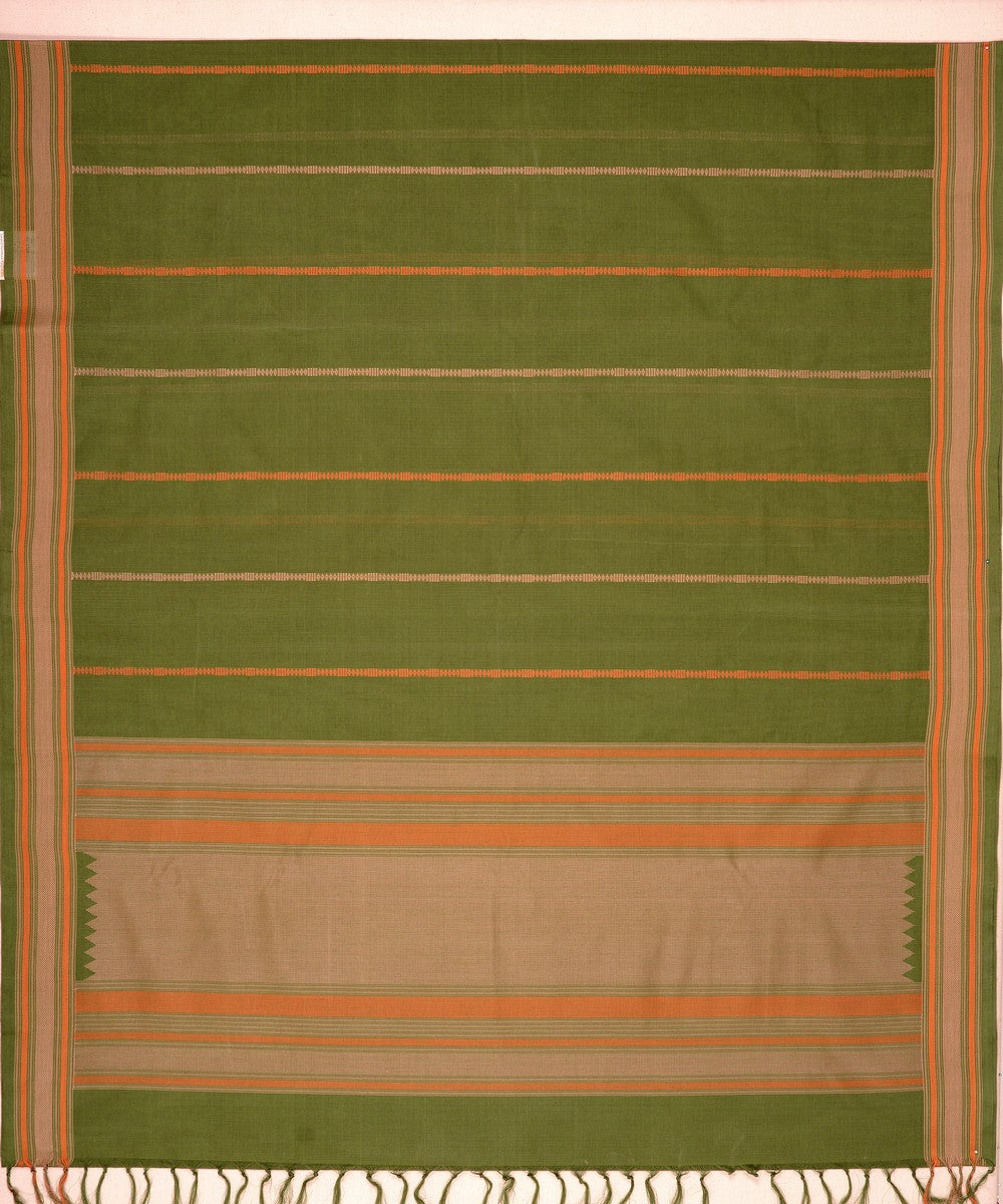 Light green cotton handloom kanchi saree