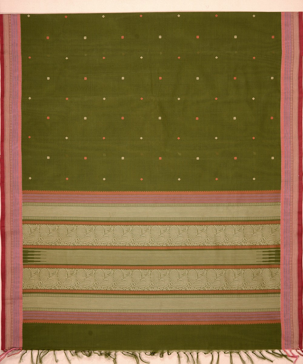 Light green butta cotton handloom kanchi saree