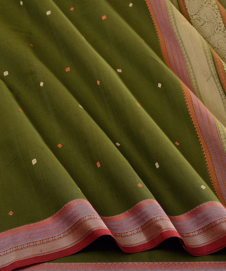 Light green butta cotton handloom kanchi saree